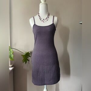 H&M Purple and Black Gingham Slip Dress